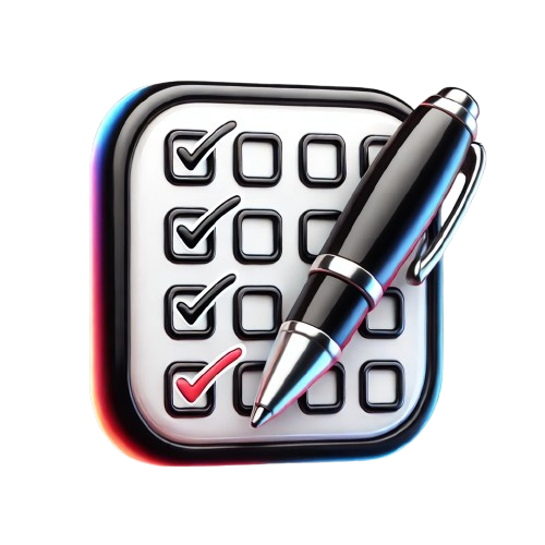 DALL_E_2024-10-17_09.41.58_-_A_glossy__3D-style_icon_of_a_checklist_with_checkmarks_and_a_pen._The_checklist_should_be_rectangular__featuring_several_checkboxes__each_marked__in_c-removebg-preview